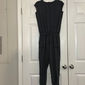 Albion Black and White Jumpsuit - Silver zipper at ankle XXS